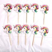 10x Unicorn Flag Topper for Cake Decoration image