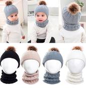 2pcs Warm Winter Beanies Knitted Hat and Scarf