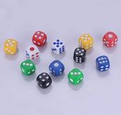 6 Sided Portable Table Games multi-color Dice 14MM
