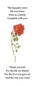 Classic Red Rose Joint Family Memorial Bookmark