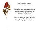 Single Red Rose Catholic Irish Memorial Thank You Card