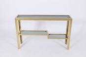 Vintage narrow gilt metal two tier console table image