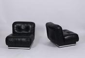 Pair of vintage Italian leather lounge chairs image