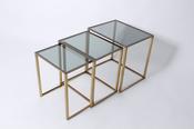 Nest of three vintage brass tables image
