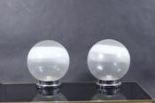 Pair Of Mazzega Murano Globe Lamps image