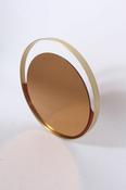 Mid century Italian brass mirror with pink glass image