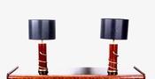 Pair Of Vintage leather And Brass Table Lamps image