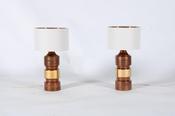 Vintage Bitossi X Bergboms Ceramic Gold &amp;amp; Copper Glazed Table Lamps image