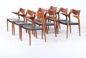 Stunning &amp;amp; Rare Set Of Eight Teak Niels Otto Moller Model 55 Dining Chairs
