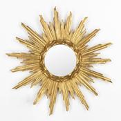 Vintage French Gilt Wood Sunburst Mirror image