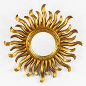 Vintage Gilt Wood Sunburst Convex Mirror image