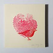 Garden Flowers Heart Pink with Bird Pink and Red image