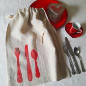 Cutlery design - Red Natural Linen