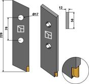 Bolt-on tine - Hard metal - AgriParts