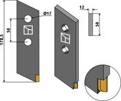 Bolt-on tine - Hard metal - AgriParts