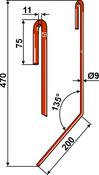 Following tine, left model - AgriParts