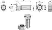 Plough bolt M12x1,75x34 with hexagon nut - AgriParts image