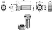 Plough bolts M12x1,75x55 with hexagon nuts - AgriParts image