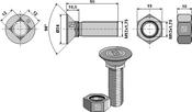 Plough bolt DIN608 M12x1,75x65 and hexagon nut - AgriParts image