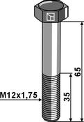 Hexagon bolt M12x1,75x65 galvanized - left thread - AgriParts