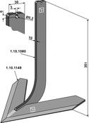 Tine with share 300mm - AgriParts