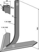 Tine with share 360mm - AgriParts