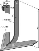 Tine with share 380mm - AgriParts