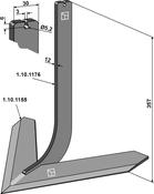 Tine with share 450mm - AgriParts