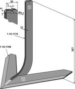 Tine with share 600mm - AgriParts