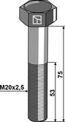 Hexagon bolt M20x2,5x75 without nut - AgriParts