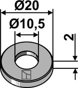 Washer Ø20x2xØ10,5 - AgriParts