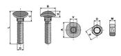 Bolt with oval head, square neck and hexagon nut - M10 - 12.9 - AgriParts image