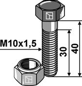 Hexagon bolt M10x1,5x40 with self-locking nut - AgriParts image