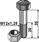 Hexagon bolt M12x1,25x35 with self-locking nut - AgriParts image
