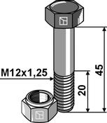 Hexagon bolt M12x1,25X45 with self-locking nut - AgriParts image