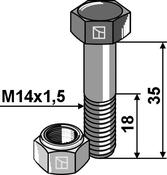 Hexagon bolt M14x1,5x35 with self-locking nut - AgriParts image