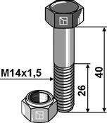 Hexagon bolt M14x1,5x40 with self-locking nut - AgriParts image