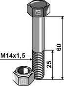 Hexagon bolt M14x1,5x60 with self-locking nut - AgriParts image
