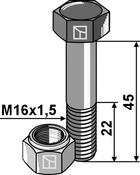 Hexagon bolt M16x1,5x45 with self-locking nut - AgriParts image