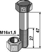Hexagon bolt M16x1,5x47 with self-locking nut - AgriParts image