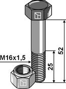 Hexagon bolt M16x1,5x52 with self-locking nut - AgriParts image