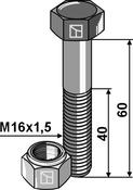 Hexagon bolt M16x1,5x60 with self-locking nut - AgriParts image