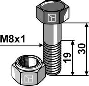Hexagon bolt M8x1x30 with self-locking nut - AgriParts image