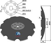 Notched disc with flat neck Ø560 - AgriParts