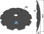 Notched disc Ø610x6,5 - AgriParts