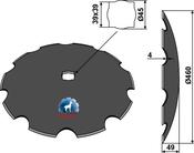 Notched disc Ø460x4 - AgriParts
