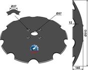 Notched disc Ø910x12 - AgriParts
