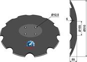 Notched disc with flat neck Ø510 - AgriParts