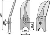 Divided rotary harrow-blade from boron steel, right - AgriParts