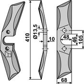 Rotary harrow-blade straight from boron steel, left - AgriParts